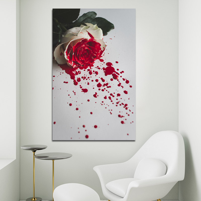 Πίνακας σε καμβά red paint on white rose